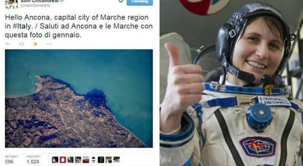 Samantha Cristoforetti saluta con la foto delle Marche dallo spazio: hello Ancona