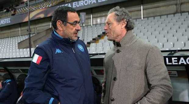 Bruges-Napoli. Sarri: «Un passo avanti per la mentalità. L'Inter? Mancano 25 partite alla fine»