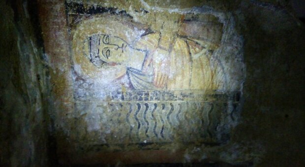 Un dettaglio degli affreschi dei Sabariani