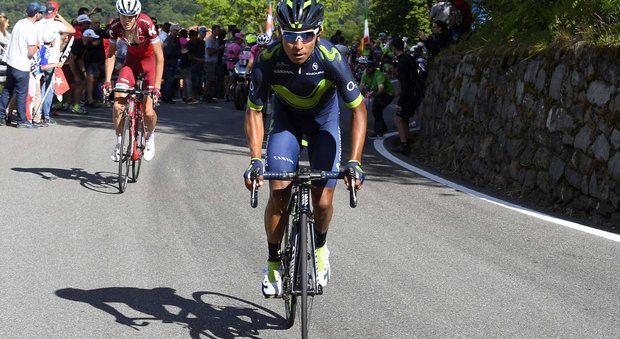 Giro d'Italia, a 35 km dall'arrivo Quintana cade ma riparte, Domoulin rallenta e lo aspetta