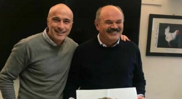 Oscar Farinetti con l'imprenditore belllunese Mauro Scagliarini