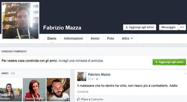 Il profilo Facebook di Fabrizio Mazza