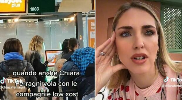 Chiara Ferragni paparazzata su un volo low cost. Il video su TikTok: «Nessun jet privato?». Lei replica così