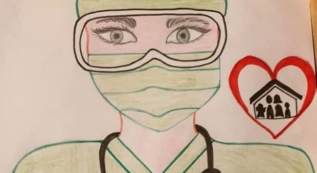 Cuori, mappamondo e Coronavirus: il disegno per il papà medico diventa virale