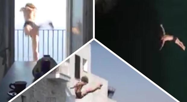 Polignano, il tuffo acrobatico dal balcone di casa: il finale lascia senza fiato