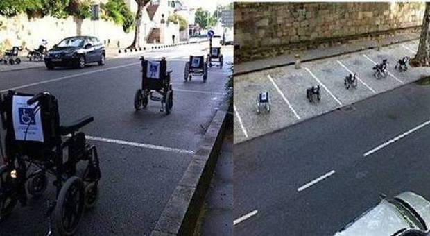 Sedie a rotelle nei posti auto: la «rivolta» dei disabili a Lisbona