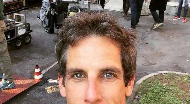 Il selfie di Ben Stiller a Cinecittà