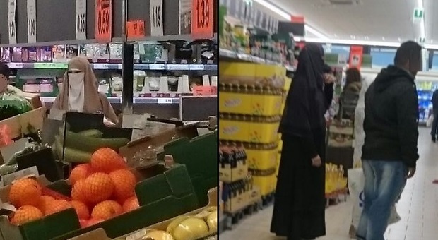 Le donne islamiche che fanno la spesa col niqab in due market Lidl di Udine