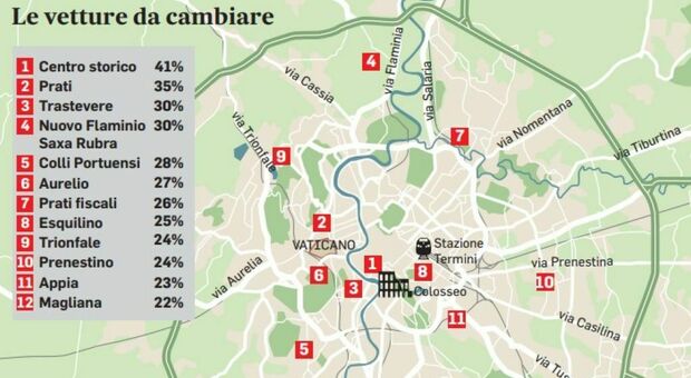 Centro, Esquilino e Magliana: la mappa delle zone con le vetture a rischio