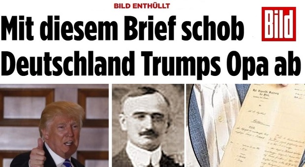 Trump, il nonno Friedrich fu espulso dalla Germania nel 1905 per diserzione