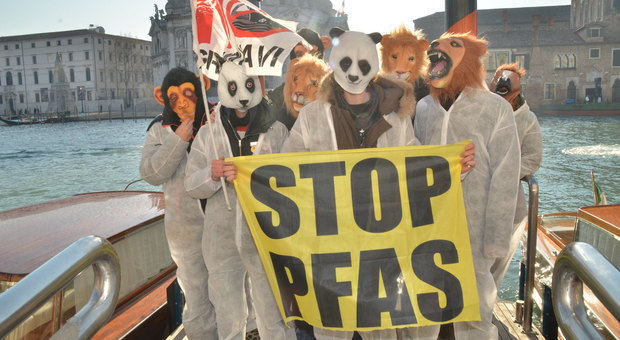 Una manifestazione di protesta a Venezia contro l'inquinamento da Pfas