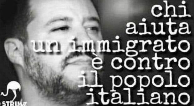 Parte del meme pubblicato da Marco Zurzolo su Matteo Salvini e Adolf Hitler