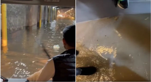Napoli, autobus sommerso e l'acqua arriva alle caviglie. Passeggeri increduli: «Come il Titanic» FOTO e VIDEO
