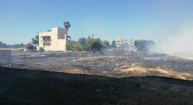 Novoli, vasto incendio lambisce le abitazioni: terrore fra i residenti
