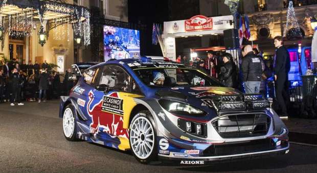 La Ford Fiesta di Ogier alla partenza del rally di Montecarlo dello scorso anno