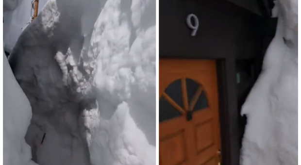 Nevicata straordinaria in California, un uomo costretto a scavare tunnel alto 4 metri per entrare in casa. Video virale