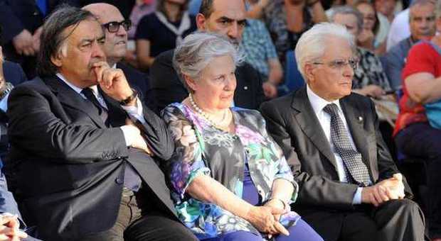 Leoluca Orlando con Rita Borsellino e il presidente Sergio Mattarella