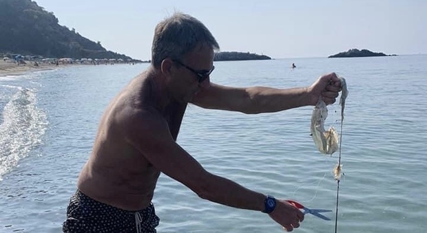 Ascea, il ministro dell'Ambiente Costa salva un trigone dalla plastica