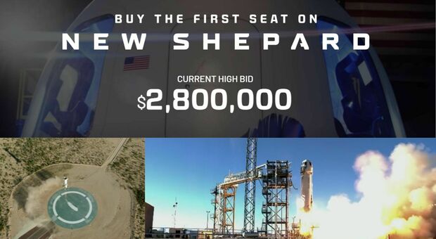 Spazio, all'asta un biglietto per il viaggio sulla New Shepard: 3 milioni di dollari il prezzo finora raggiunto