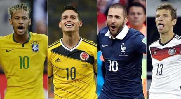Neymar, James Rodriguez, Benzema e Mueller