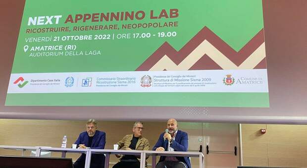 Nex Appennino Lab, convegno ad Amatrice, Cortellesi: «Urgono strategie di lungo respiro»