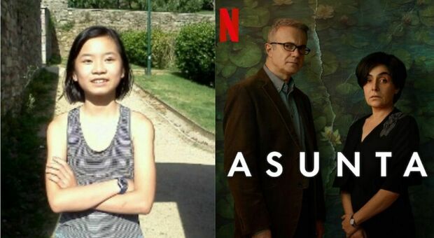 A sinistra la vera Asunta Basterra, a destra la locandina della serie Netflix Asunta