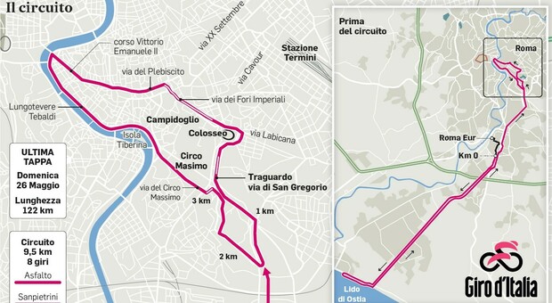 Il Giro d'Italia sceglie ancora Roma, ma stavolta si arriva al Celio: presentata l'ultima tappa che si correrà il 26 maggio