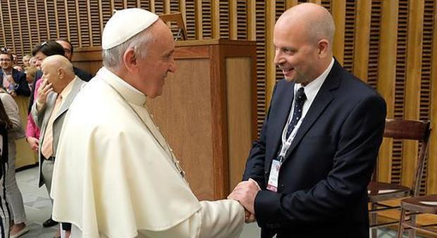 Il professore Emidio Cecchini con Papa Francesco