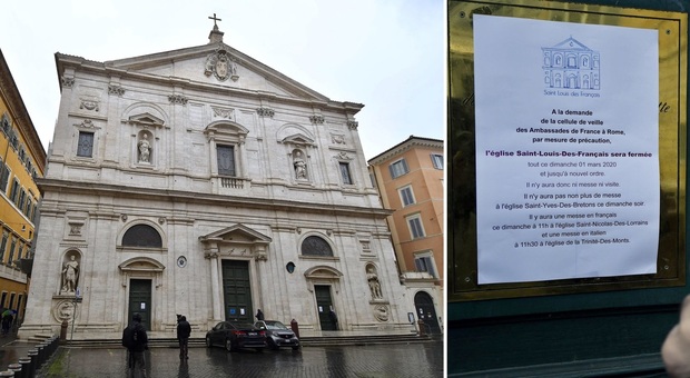 Coronavirus, chiusa chiesa San Luigi dei Francesi a Roma: ha accolto sacerdote francese risultato poi contagiato