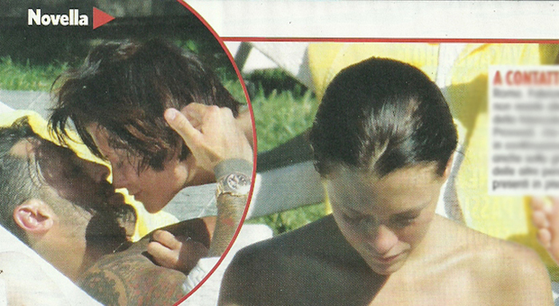 Fabrizio Corona e la fidanzata Silvia Provvedi in piscina a Roma