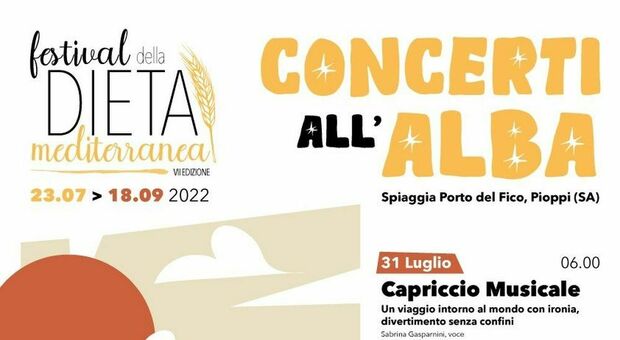 Festival della Dieta Mediterranea, a Pioppi tornano i «Concerti all’Alba»