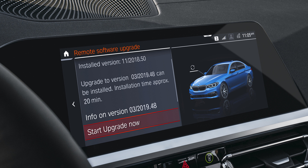 La schermata di aggiornamento di un modello BMW