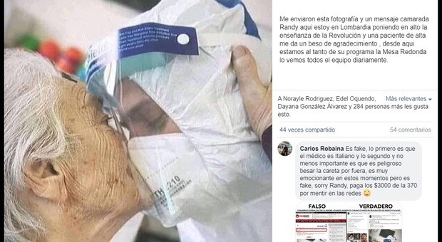 "Il grazie della nonnina a un medico cubano". Ma era un fake