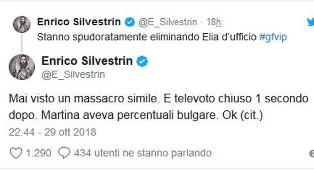 Una dei tweet di Enrico Silvestrin