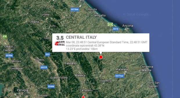 Sciame sismico nel Centro Italia. "Due forti scosse sentite da Perugia a Macerata"