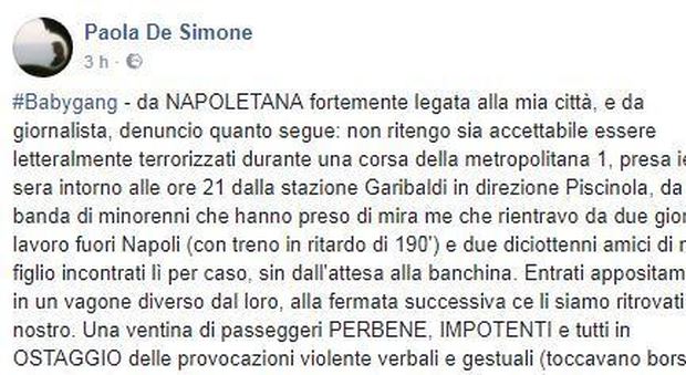 Napoli, babygang in metropolitana, petizione online dopo il post di una giornalista: «Un poliziotto nei treni e sulle banchine»
