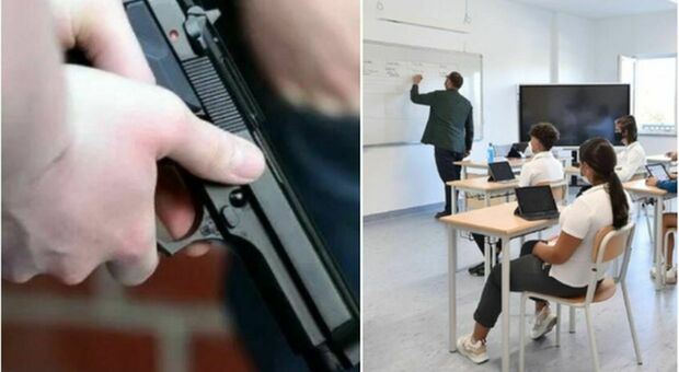 Studente punta la pistola (finta) alla tempia del prof: «Mi mette troppe note». Sui social la scena filmata dai compagni