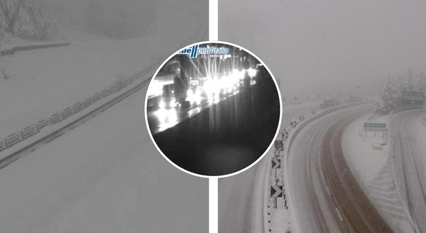 Maltempo, la neve manda in tilt l'A1 da Firenze a Bologna: lunghe code di mezzi pesanti