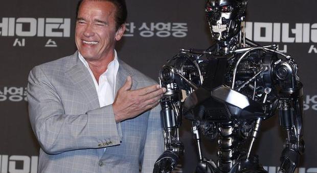 Arnold Schwarzenegger durante il photocall di Terminator Genesys (foto Ansa/Epa)
