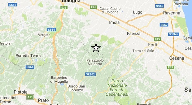 Terremoto di magnitudo 3.7 nella notte tra Bologna e Firenze: "Avvertito dalla popolazione" (INGV/Google)