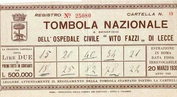 Lotteria nazionale per l'ospedale “Fazzi”: ogni cartella costava 2 lire. La storica raccolta fondi del 1930