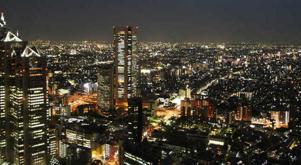 Panorama notturno di Tokyo