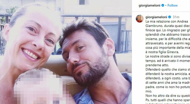 Giorgia Meloni: «La mia relazione con Andrea Giambruno finisce qui. Strade divise da tempo. Difenderò nostra figlia»