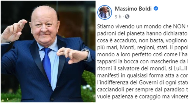 Massimo Boldi: «I potenti vogliono terrorizzarci, mascherine per tapparci la bocca». E invoca il Signore