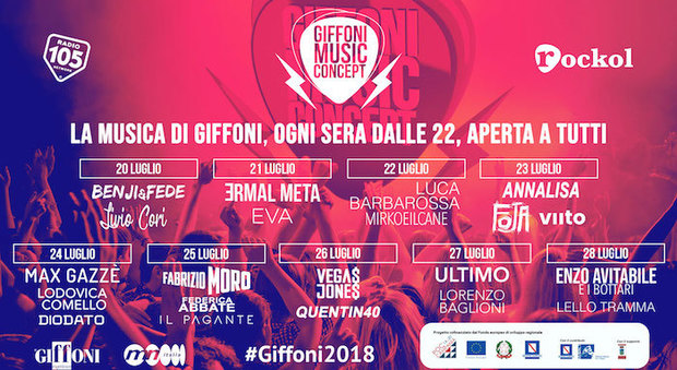Giffoni Music Concept, dal 20 al 28 luglio tanta musica: da Ermal Meta a Gazzè, tutti gli artisti