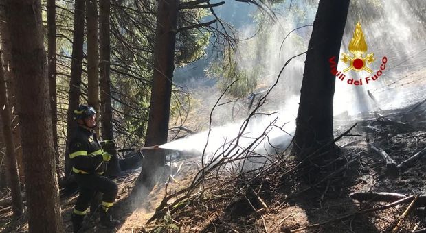 Vasto incendio distrugge pascolo e lambisce il bosco: ore di paura in Altopiano