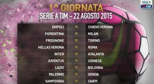 Serie A 2015-16, ecco il calendario: subito ​Fiorentina-Milan, Roma-Juve alla seconda