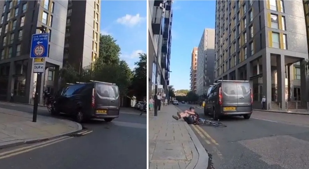 Il ciclista si schianta contro il furgone, social spiazzati: «Chi avrà ragione?». Il video è virale