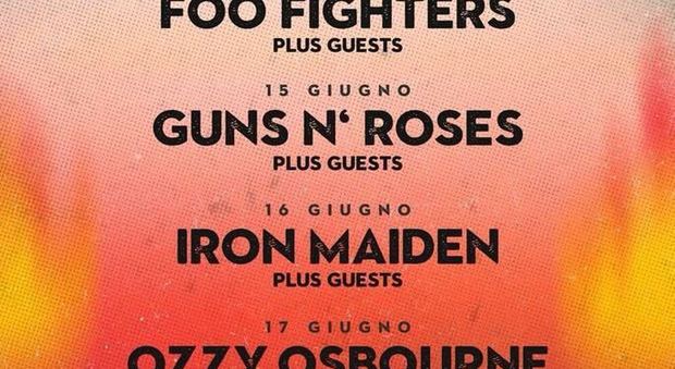 Firenze Rocks 2018, che nomi: Foo Fighters, Iron Maiden, Guns N' Roses e Ozzy Osbourne