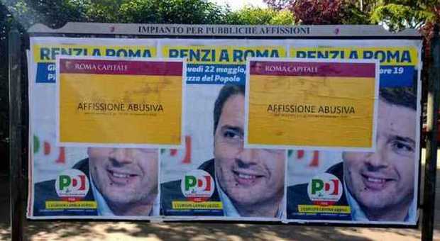 Roma, i manifesti di Renzi sono abusivi e Marino lo censura